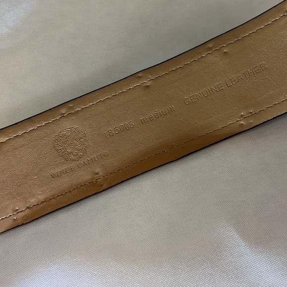 Vince Camuto leather fashion belt. Black suede with silver rivets and buckle. - Picture 3 of 3